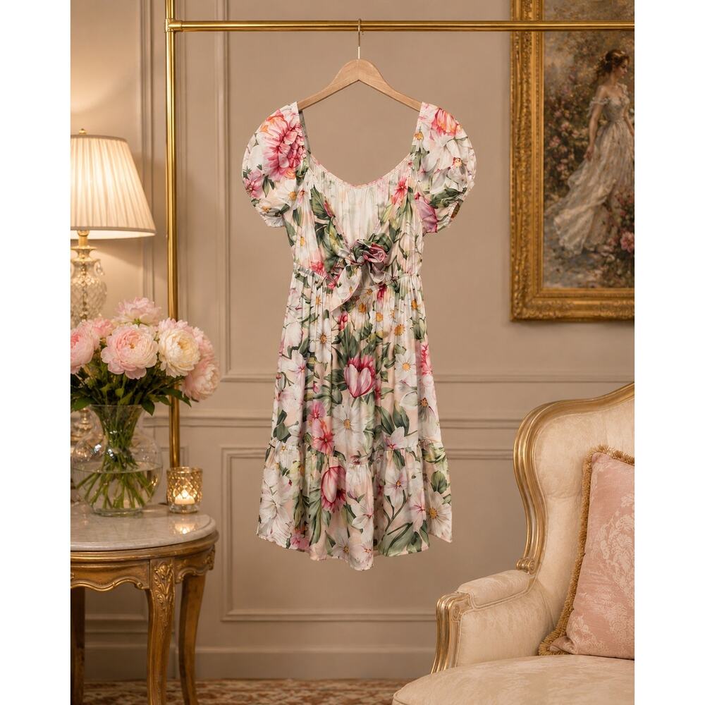Maaji Floral Cutout Mini Dress Coastal Cowgirl Tropical NWT Medium Resort Boho